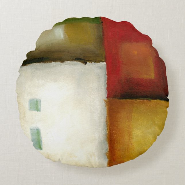 Four Colourful Rectangles by Chariklia Zarris Round Cushion (Front)