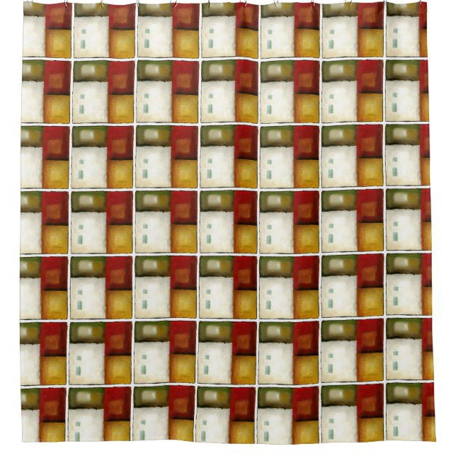 Four Colourful Rectangles by Chariklia Zarris Shower Curtain (Front)