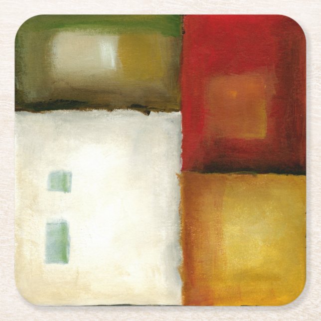 Four Colourful Rectangles by Chariklia Zarris Square Paper Coaster (Front)
