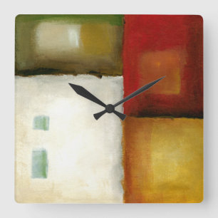 Four Colourful Rectangles by Chariklia Zarris Square Wall Clock