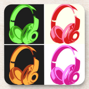 Four Colours Headphone Pop Art Head Phone Coaster