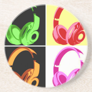 Four Colours Headphone Pop Art Head Phone Coaster