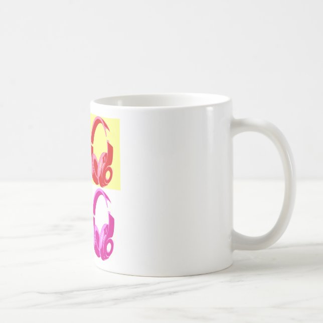 Four Colours Headphone Pop Art Head Phone Coffee Mug (Right)