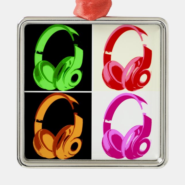 Four Colours Headphone Pop Art Head Phone Metal Tree Decoration (Front)