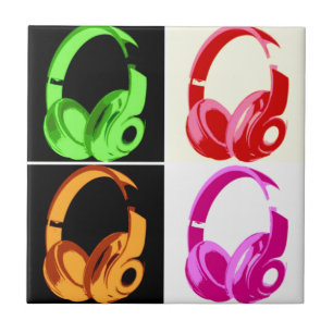 Four Colours Headphone Pop Art Head Phone Tile