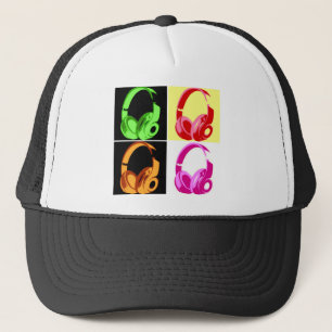 Four Colours Headphone Pop Art Head Phone Trucker Hat