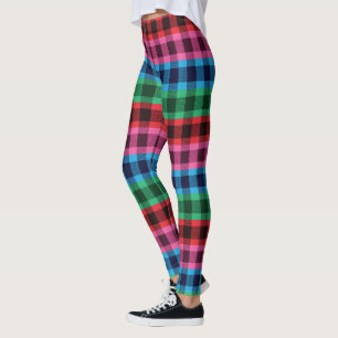 Four colours plaid pattern leggings