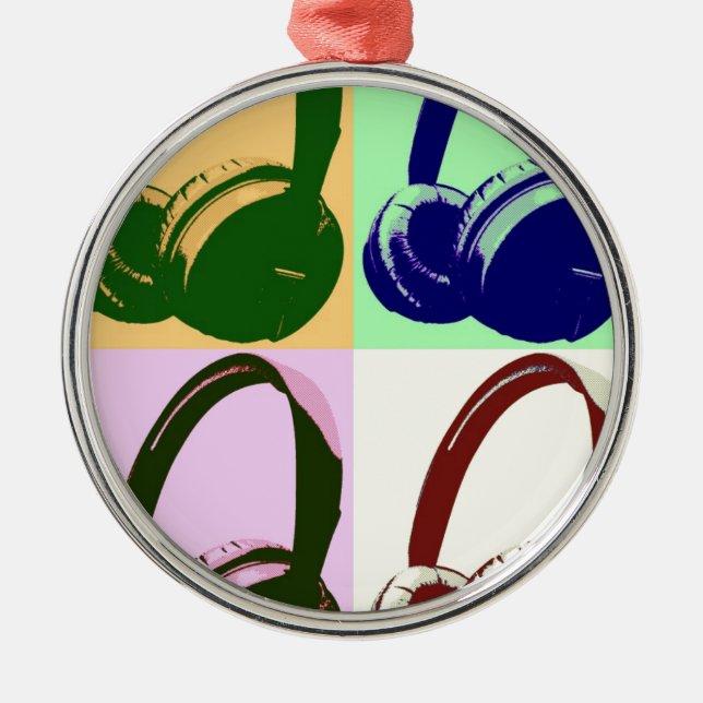 Four Colours Pop Art Headphones Metal Tree Decoration (Front)