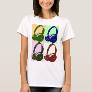 Four Colours Pop Art Headphones T-Shirt