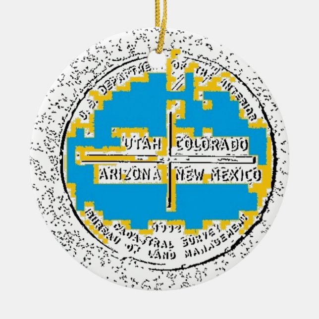 Four Corners Four States Ceramic Tree Decoration (Front)