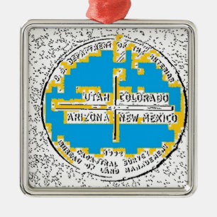 Four Corners Four States Metal Tree Decoration