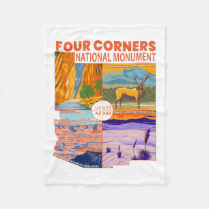 Four Corners National Monument w/ National Parks 2 Fleece Blanket