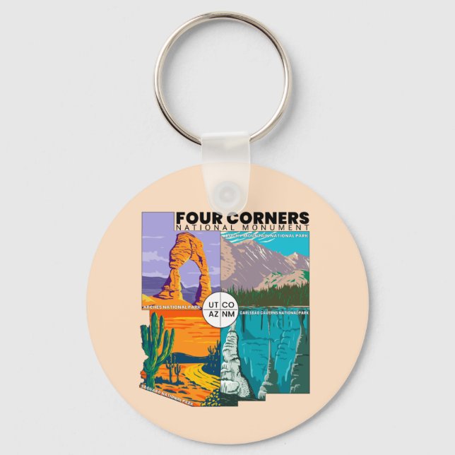 Four Corners National Monument with National Parks Key Ring (Front)