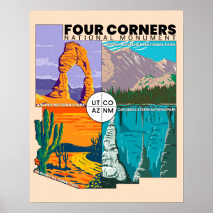 Four Corners National Monument with National Parks Poster