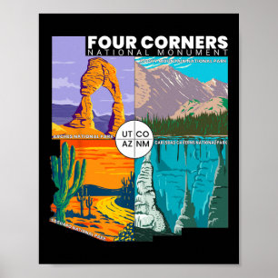 Four Corners National Monument With National Parks Poster