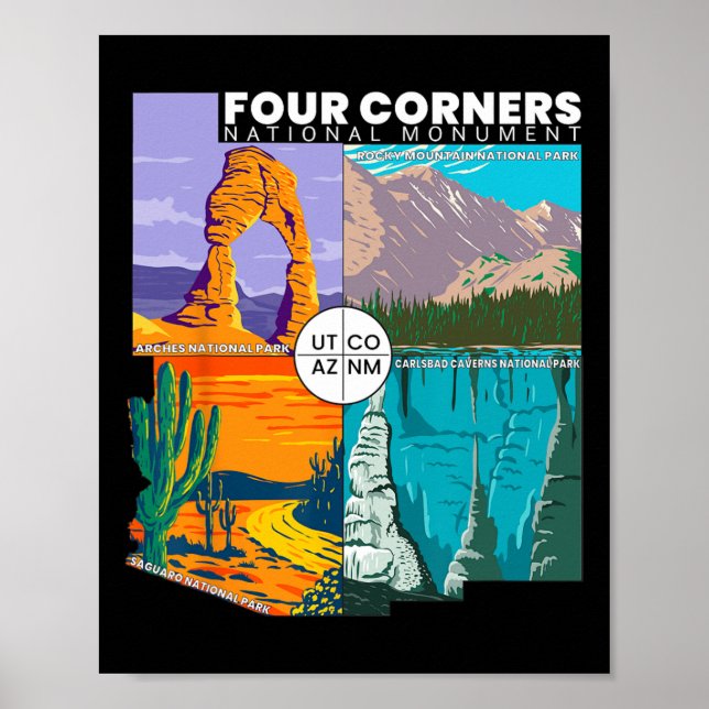 Four Corners National Monument With National Parks Poster (Front)