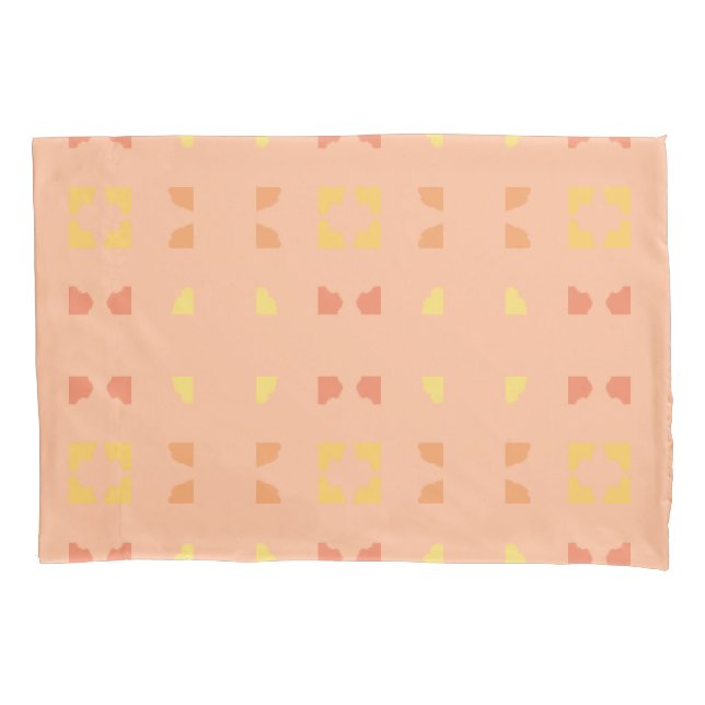 Four Corners Peach Yellow Geometric Tiled Pattern Pillowcase (Front)
