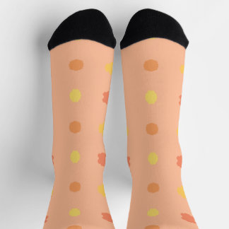 Four Corners Peach Yellow Tiled Pattern Socks