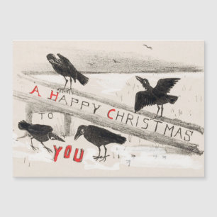 Four Crows Vintage Art Print Christmas