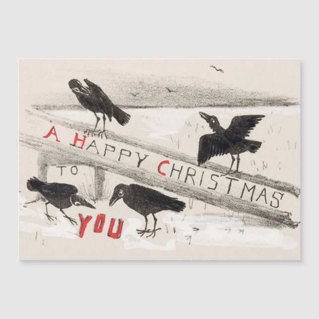 Four Crows Vintage Art Print Christmas (Front)