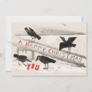 Four Crows Vintage Art Print Christmas