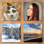 Four Custom Family Photo Template Personalised Coaster Set<br><div class="desc">Upload four photos, and easily create your personalised coaster set. You can TRANSFER this DESIGN on other Zazzle products and adjust it to fit most of the Zazzle items. You can also click CUSTOMIZE FURTHER to add a text line on the coaster. Standard Studio designs are made in high-resolution vector...</div>