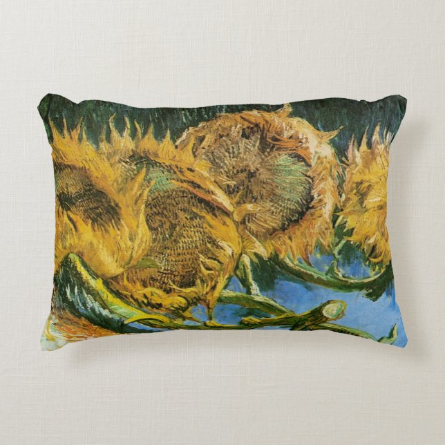 Four Cut Sunflowers by Vincent van Gogh Decorative Cushion (Front)