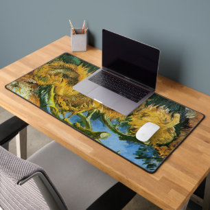 Four Cut Sunflowers by Vincent van Gogh Desk Mat