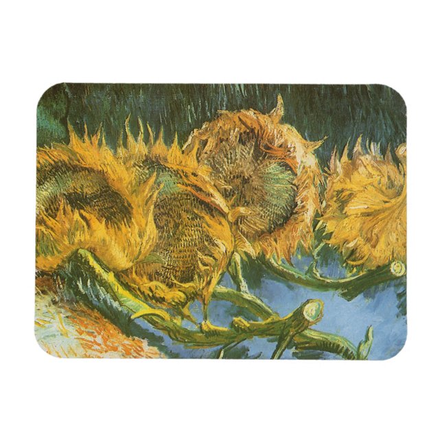 Four Cut Sunflowers by Vincent van Gogh, Fine Art Magnet (Horizontal)