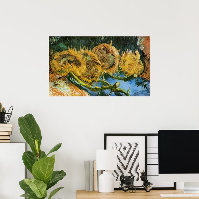 Four Cut Sunflowers by Vincent van Gogh Poster (Home Office)