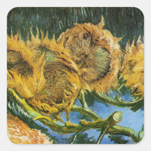 Four Cut Sunflowers by Vincent van Gogh Square Sticker