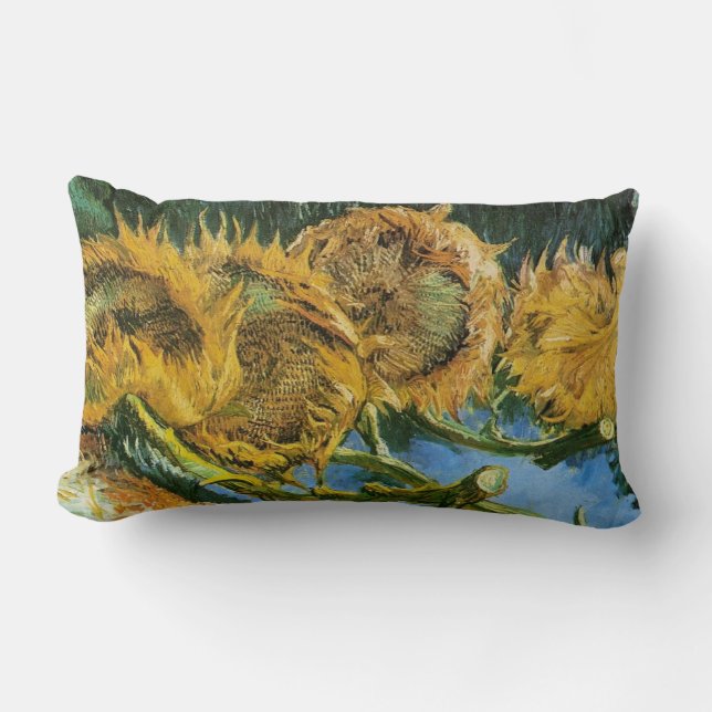 Four Cut Sunflowers, Vincent van Gogh Lumbar Cushion (Front)