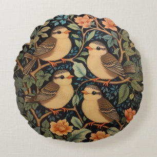 Four Cute Baby Birds Nature Inspired  Round Cushion