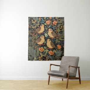 Four Cute Baby Birds Nature Inspired Tapestry
