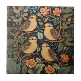 Four Cute Baby Birds Nature Inspired  Tile