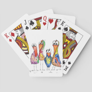 Four Cute Colourful Whimsical Birds Playing Cards
