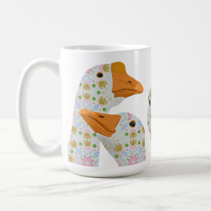Four Cute Floral Patterned Geese Coffee Mug