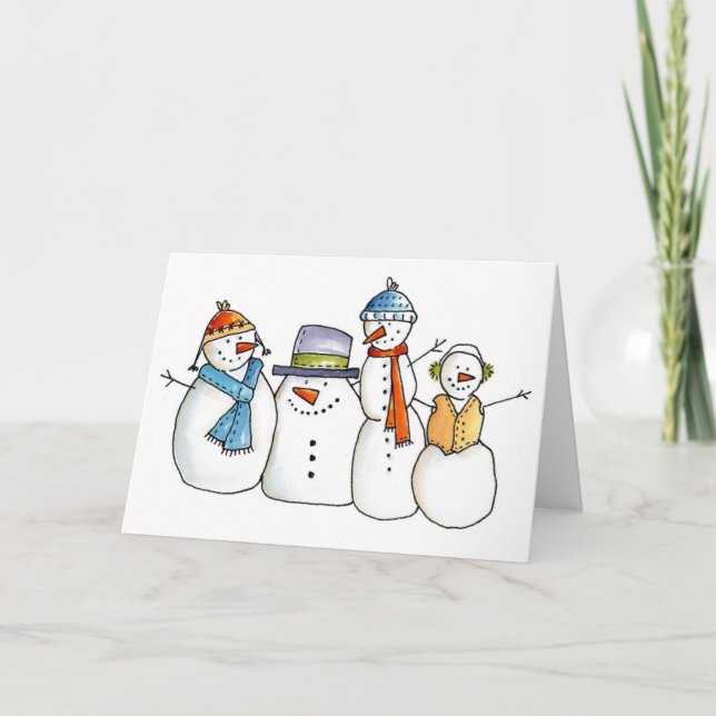 Four Cute Snowmen Holiday Card (Front)