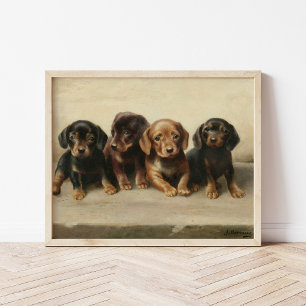 Four Dachshund Puppies Carl Reichert Poster
