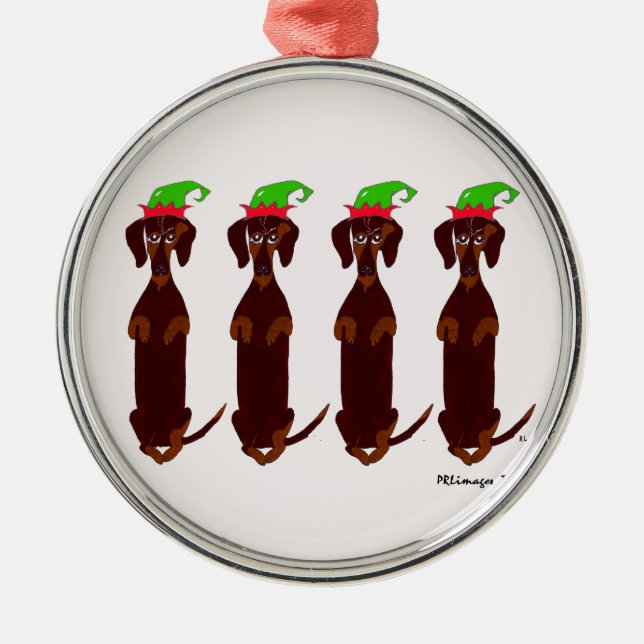 Four Dachshunds Christmas Ornament (Front)