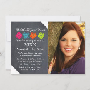 Four Daisies Chalkboard - Grad Announcement