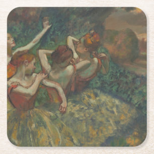 Four Dancers, Impressionist Painting, Edgar Degas Square Paper Coaster