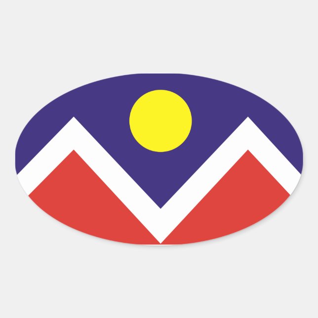 FOUR Denver, Colorado Flag Oval Sticker (Front)