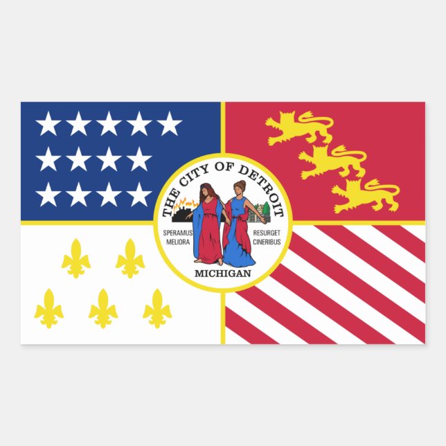 FOUR Detroit Flag Rectangular Sticker (Front)