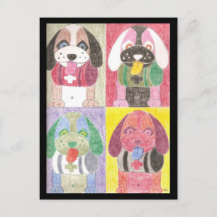 Four dogs postcard