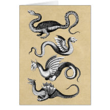 Four Dragons Mythological Creatures Sepia