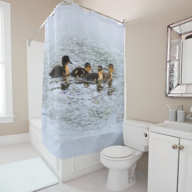 FOUR DUCKLETS SWIMMING SHOWER CURTAIN (In Situ)