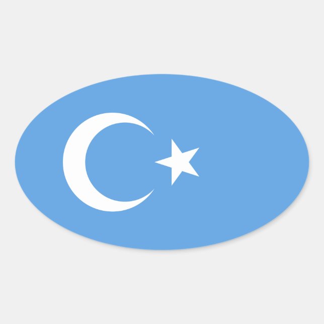 FOUR East Turkestan Uyghur Flag Oval Sticker (Front)