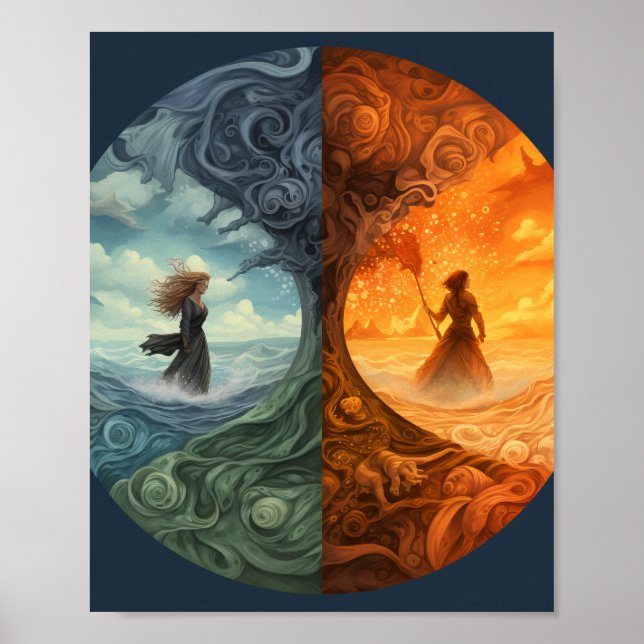 Four Elements Earth Fire Air Water Poster (Front)