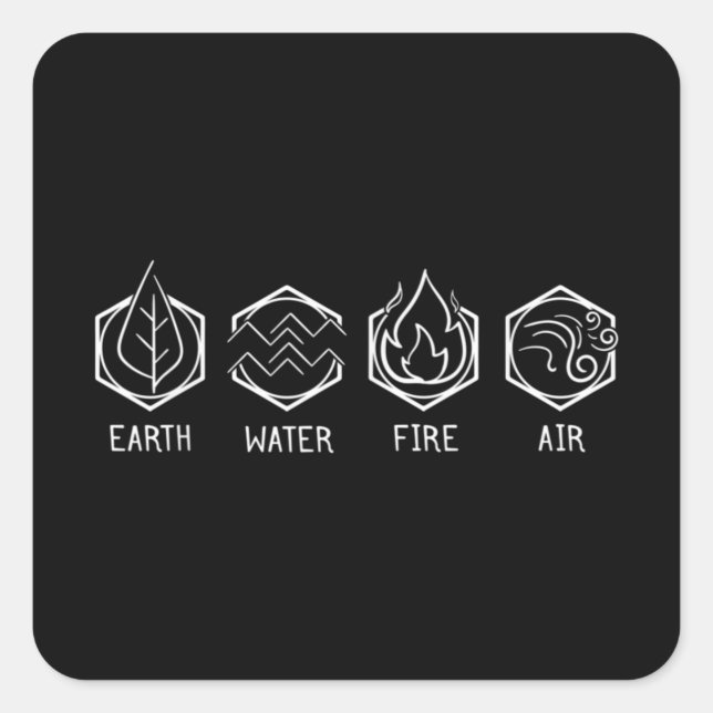 Four Elements Of Nature Design Earth Water Fire Square Sticker (Front)
